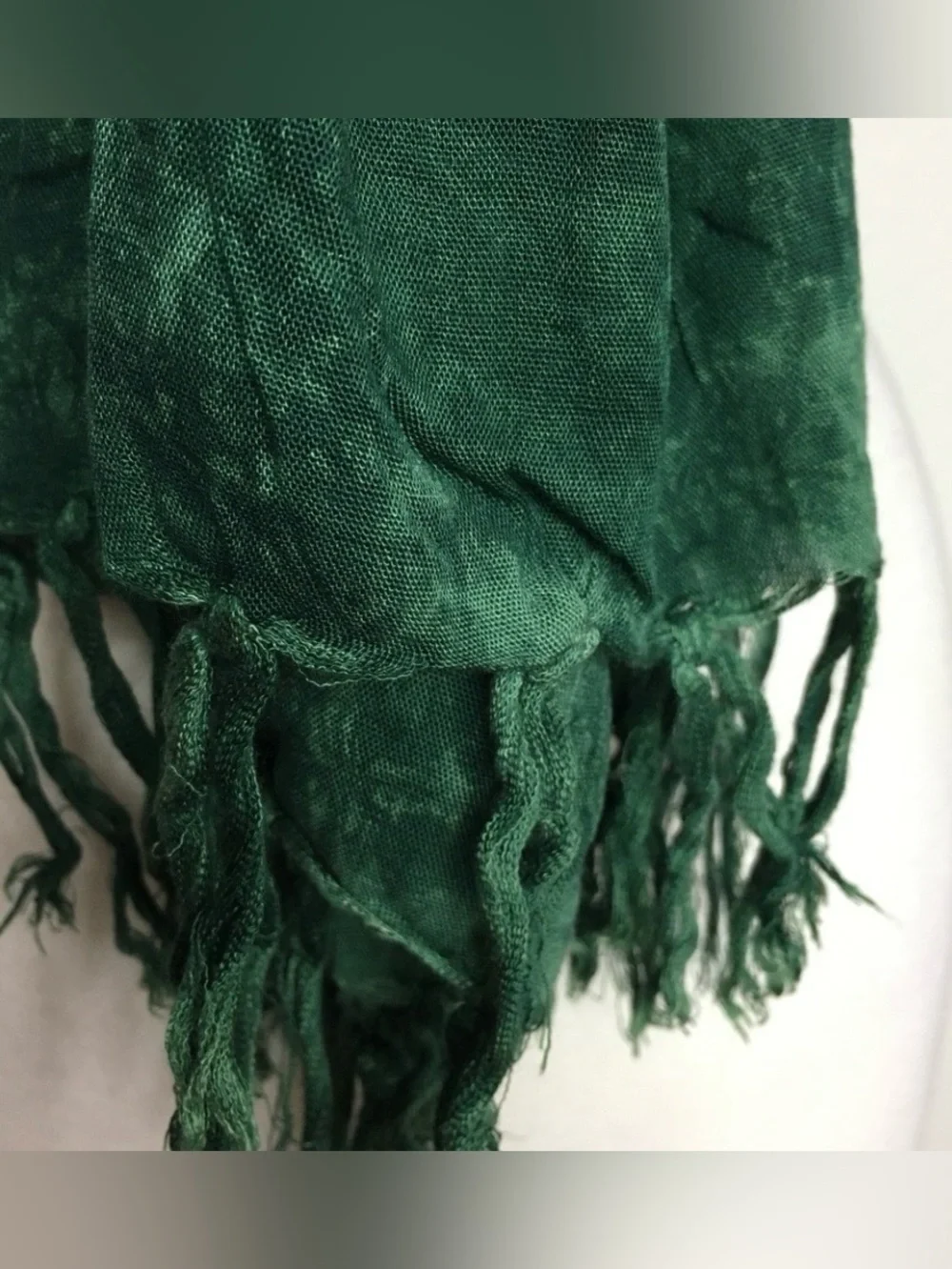 ISLA Girl Hawaii Green Tie Dye Dolphin Tribal Print Fringe Edge Long Scarf Boho